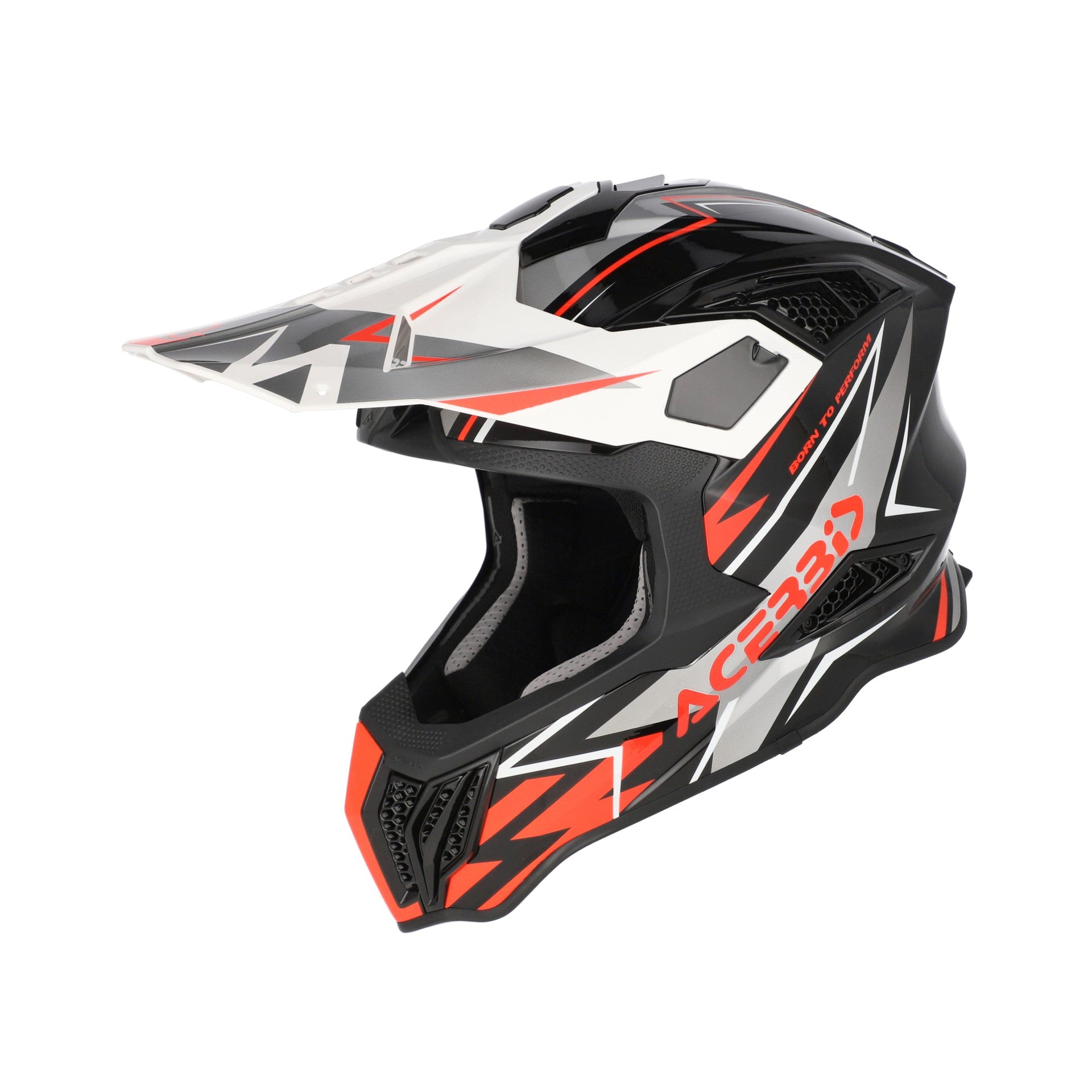 Casco Moto Cross Integrale ACERBIS AIRSTRIKE-X Nero Arancio Fluo