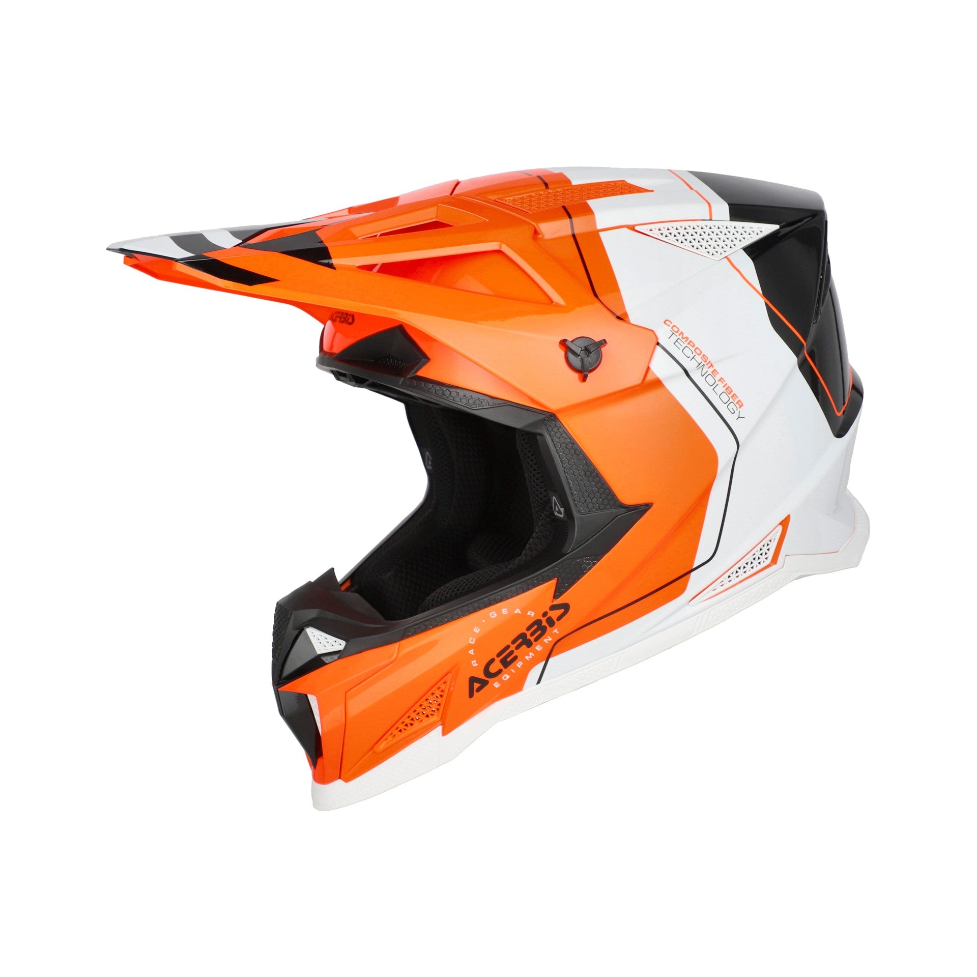 Casco Moto Cross Integrale ACERBIS T711 Arancio Fluo Nero