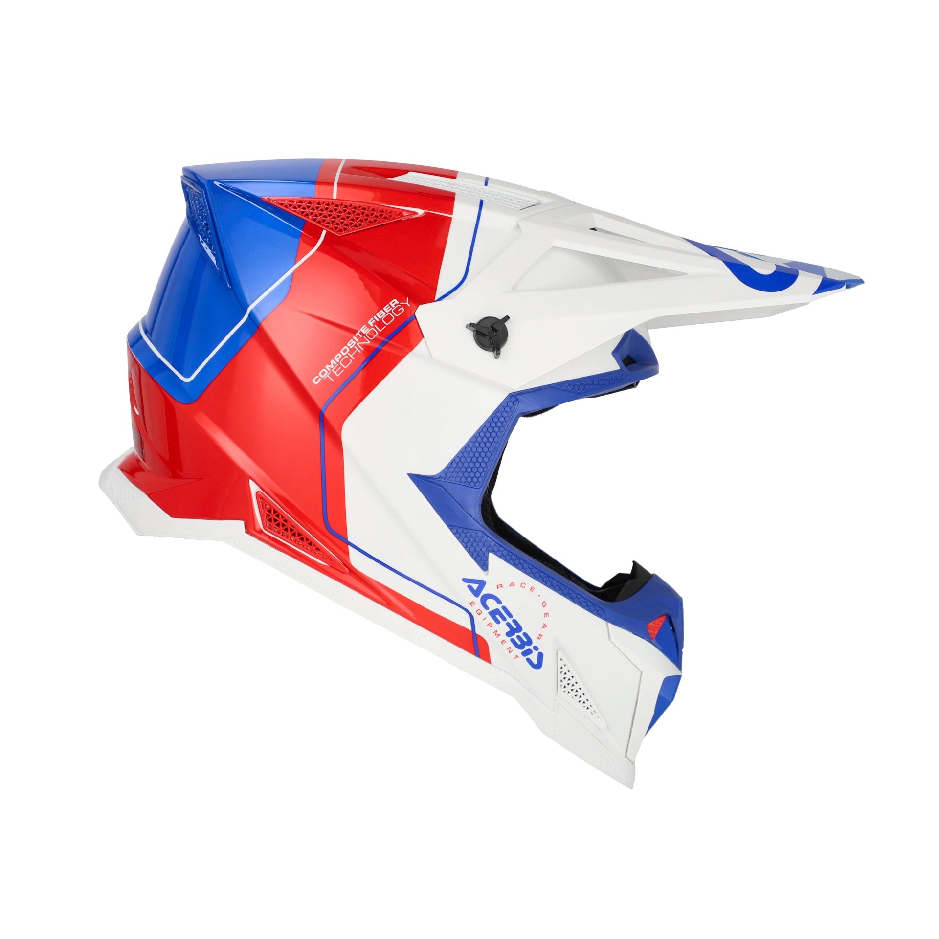Casco Moto Cross Integrale ACERBIS T711 Bianco Blu Rosso