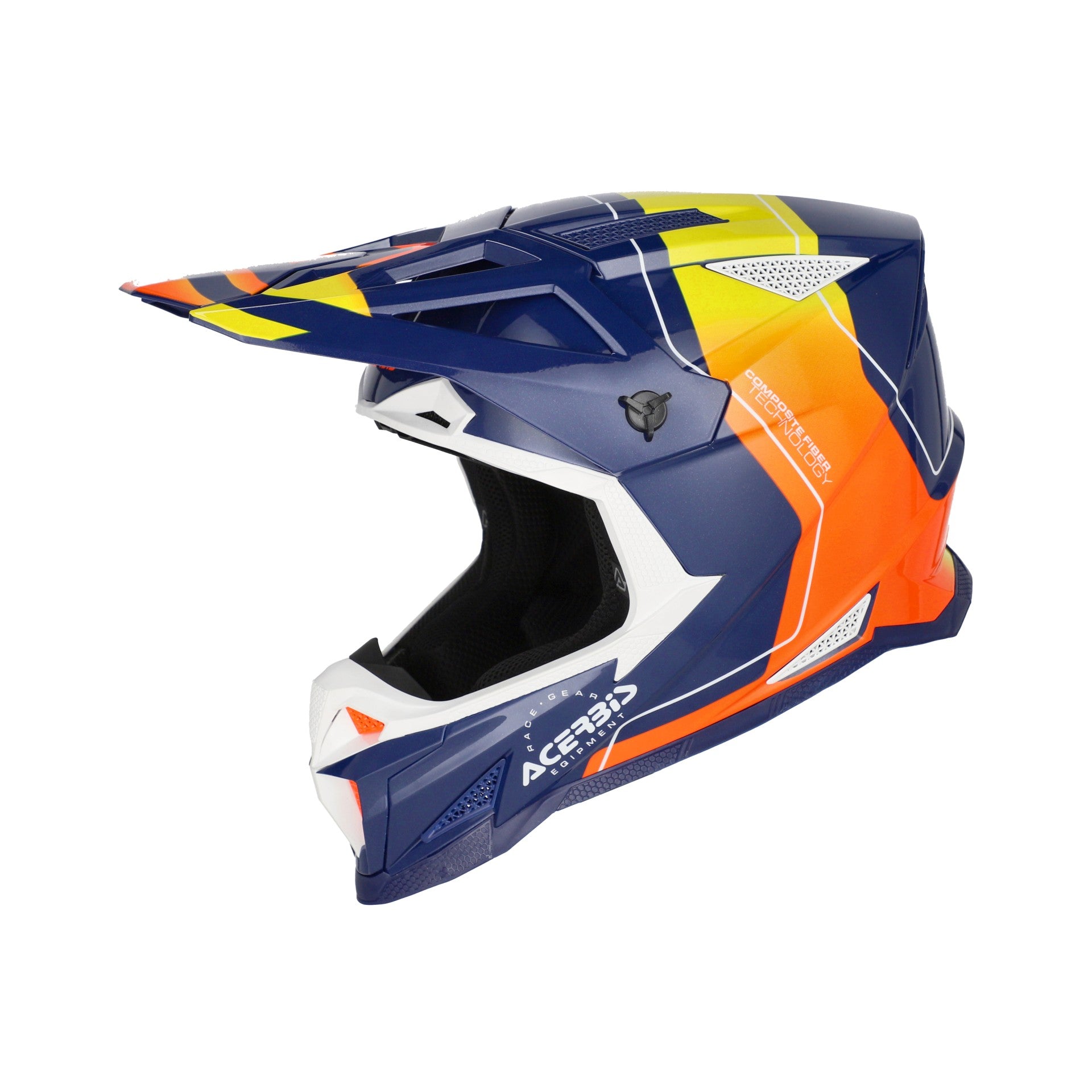 Casco Moto Cross Integrale ACERBIS T711 Blu Arancio