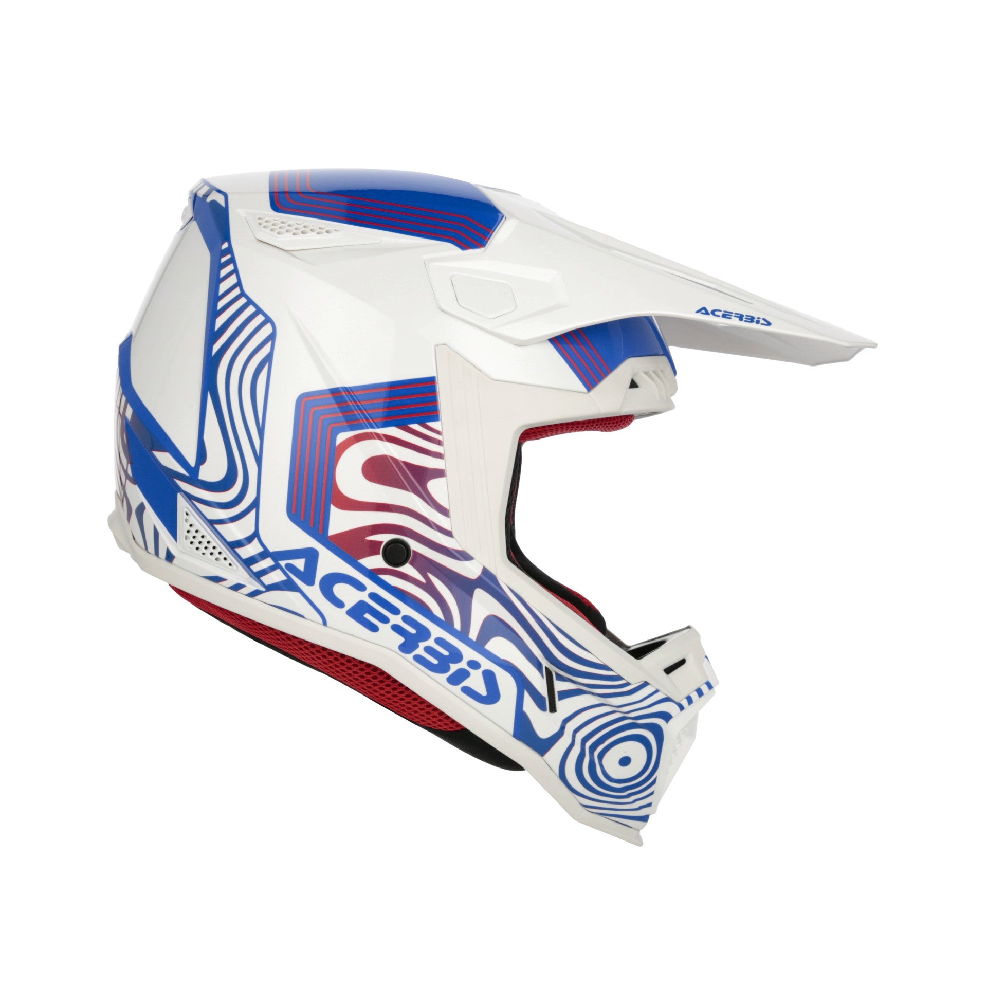 Casco Moto Cross Integrale ACERBIS WHOOPS Bianco Blu Rosso