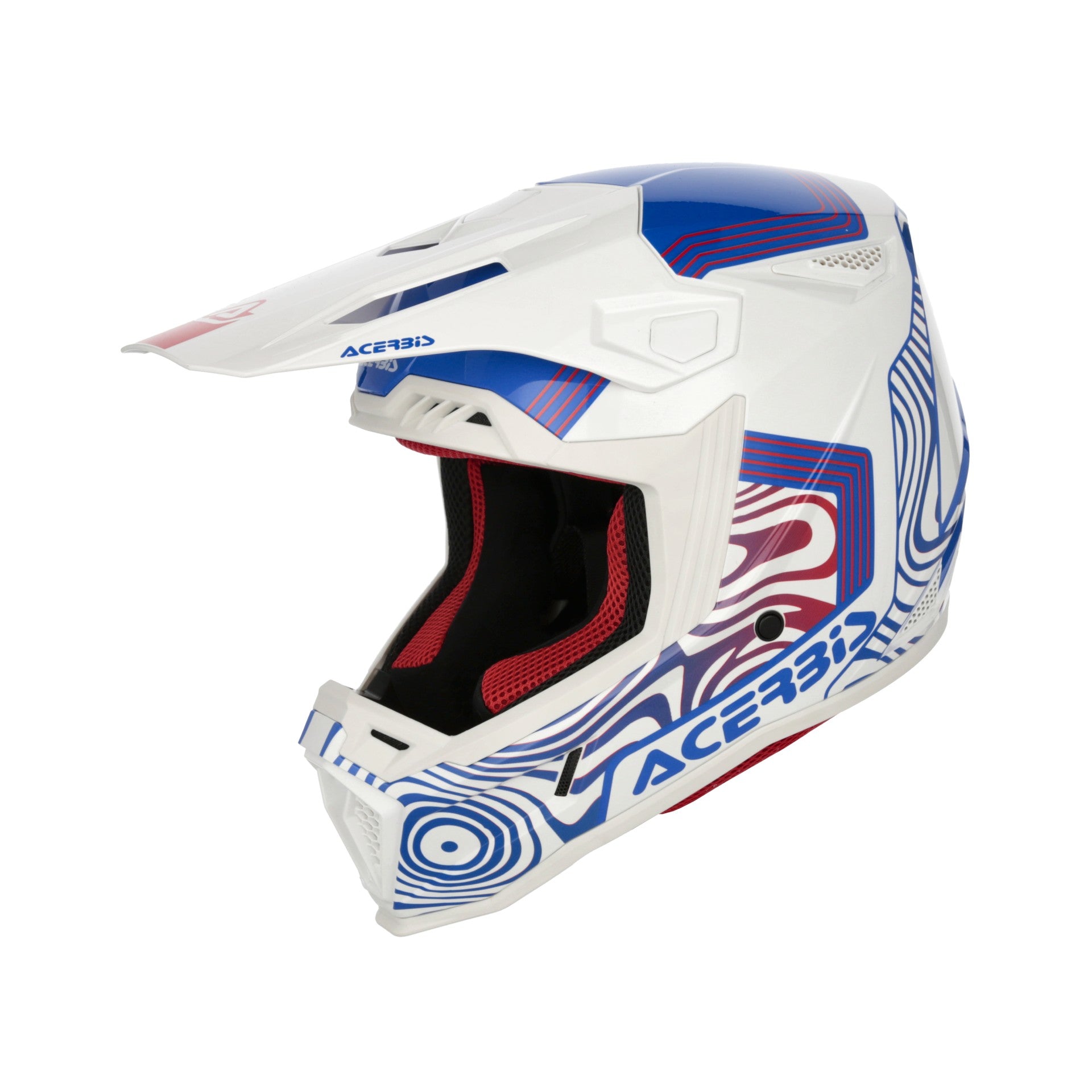 Casco Moto Cross Integrale ACERBIS WHOOPS Bianco Blu Rosso