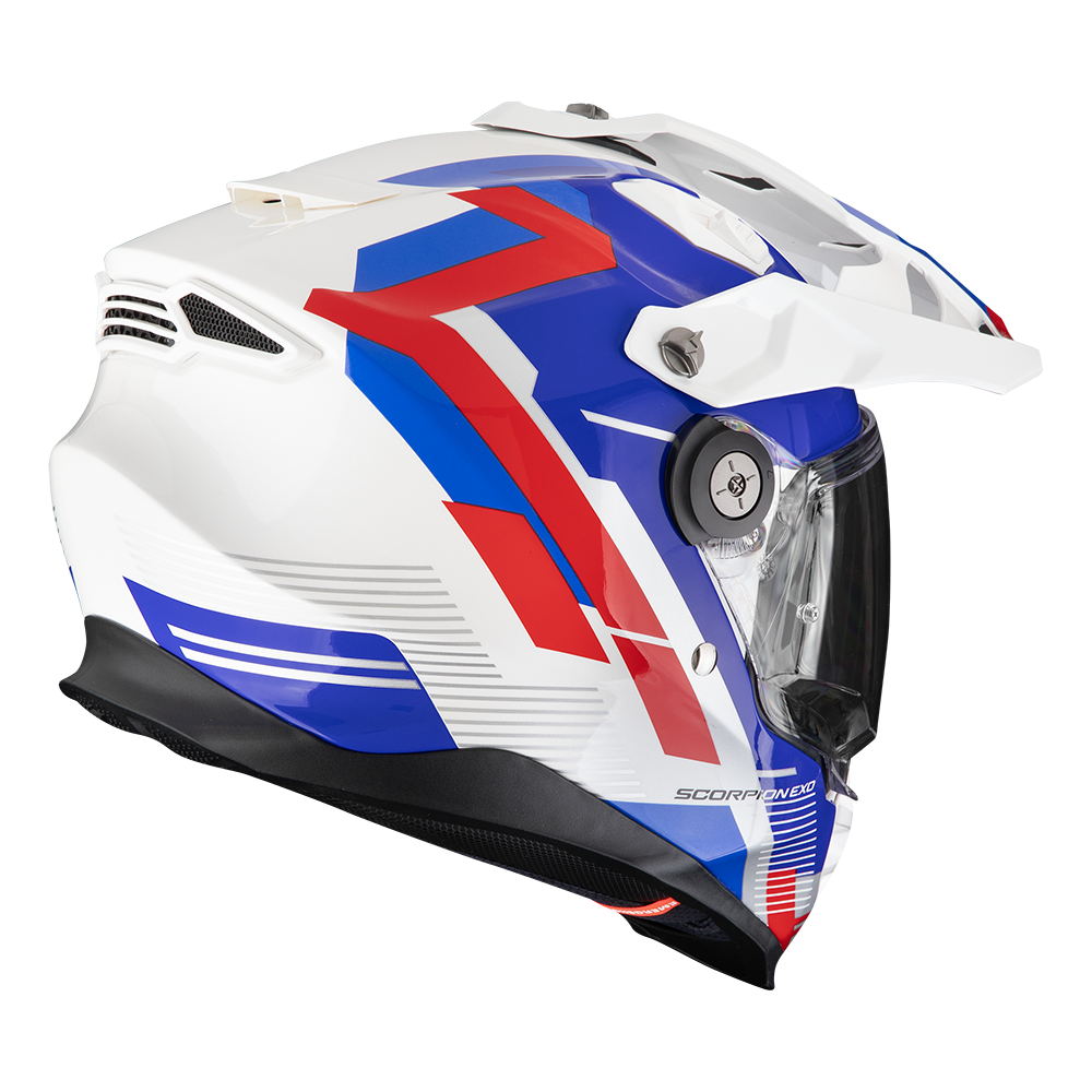 Casco Moto Integrale Adventure SCORPION ADF 9000 AIR PATROL Bianco Blu Rosso