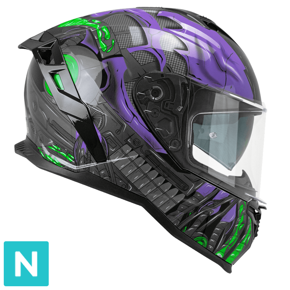 Casco Moto Integrale CGM 363R SHOT VILLAIN Nero Viola Verde Fluo