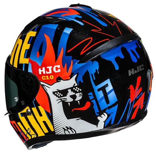 Casco Moto Integrale HJC C10 FOP MC23 Nero Blu Rosso Arancio Lucido