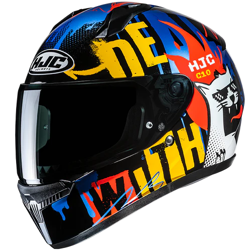 Casco Moto Integrale HJC C10 FOP MC23 Nero Blu Rosso Arancio Lucido