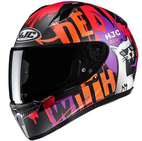 Casco Moto Integrale HJC C10 FOP MC7SF Nero Arancio Viola Opaco