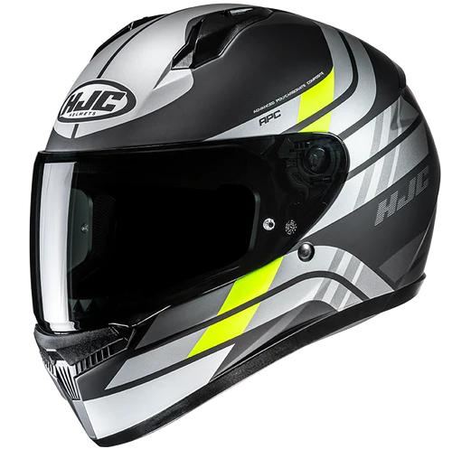 Casco Moto Integrale HJC C10 HIPER MC3HSF Nero Argento Giallo Fluo Opaco