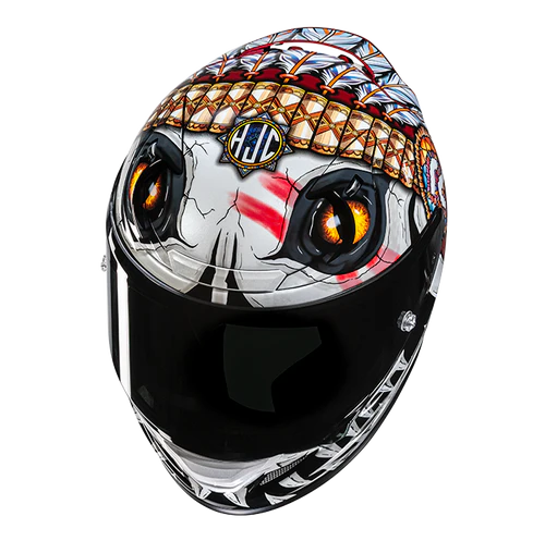Casco Moto Integrale HJC RPHA 12 SKULLY MC1 Lucido