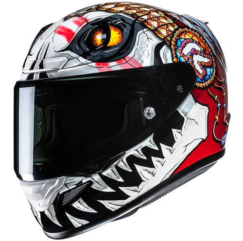 Casco Moto Integrale HJC RPHA 12 SKULLY MC1 Lucido