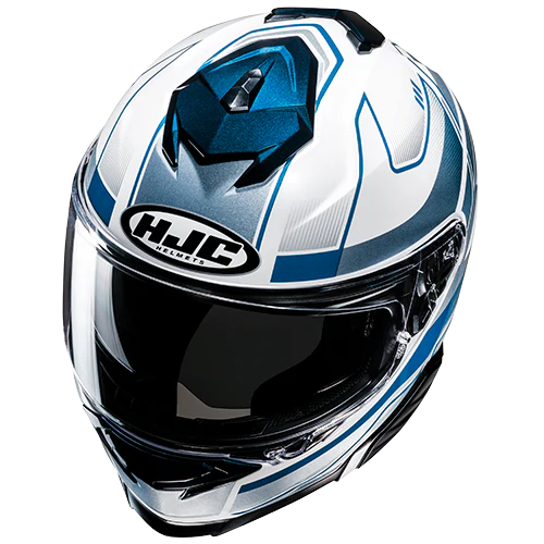 Casco Moto Integrale HJC i71 IORIX MC2 Bianco Argento Blu Lucido