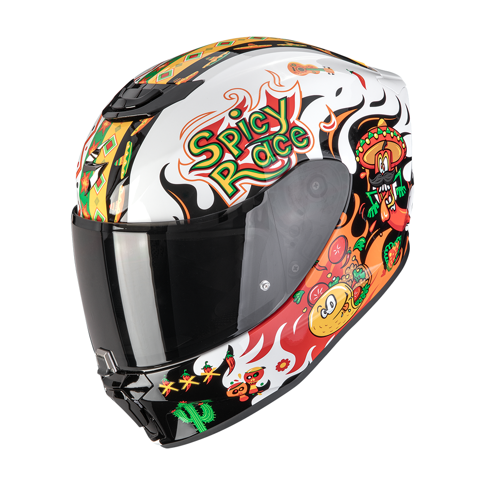Casco Moto Integrale Junior SCORPION EXO JNR AIR YUCATAN Bianco Arancio Nero