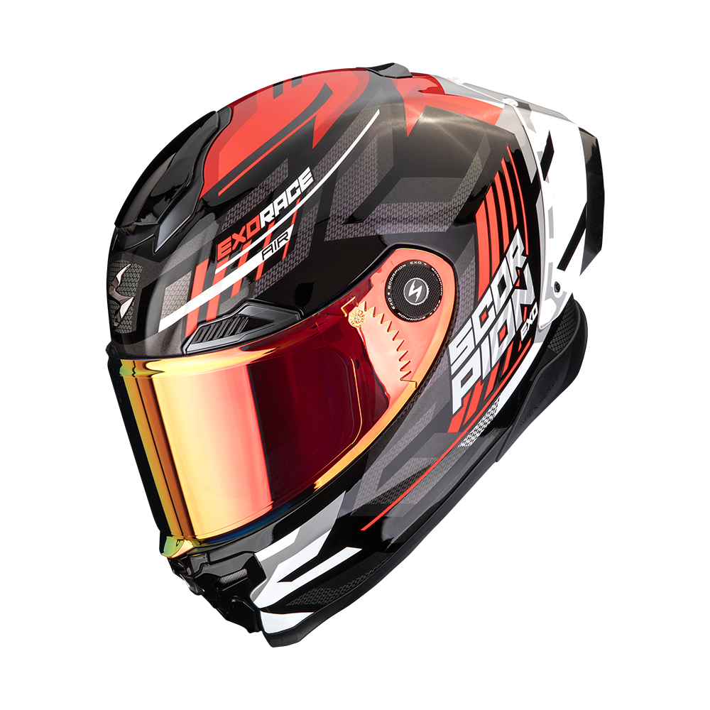 Casco Moto Integrale Pista SCORPION EXO RACE AIR KOBRA Nero Rosso FIM 2