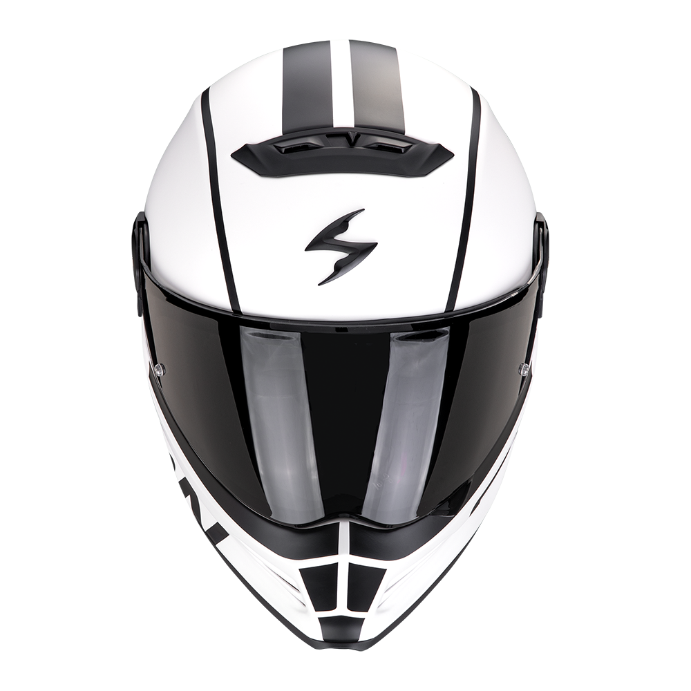 Casco Moto Integrale SCORPION COVERT FX DANKO Bianco Perla Opaco Nero