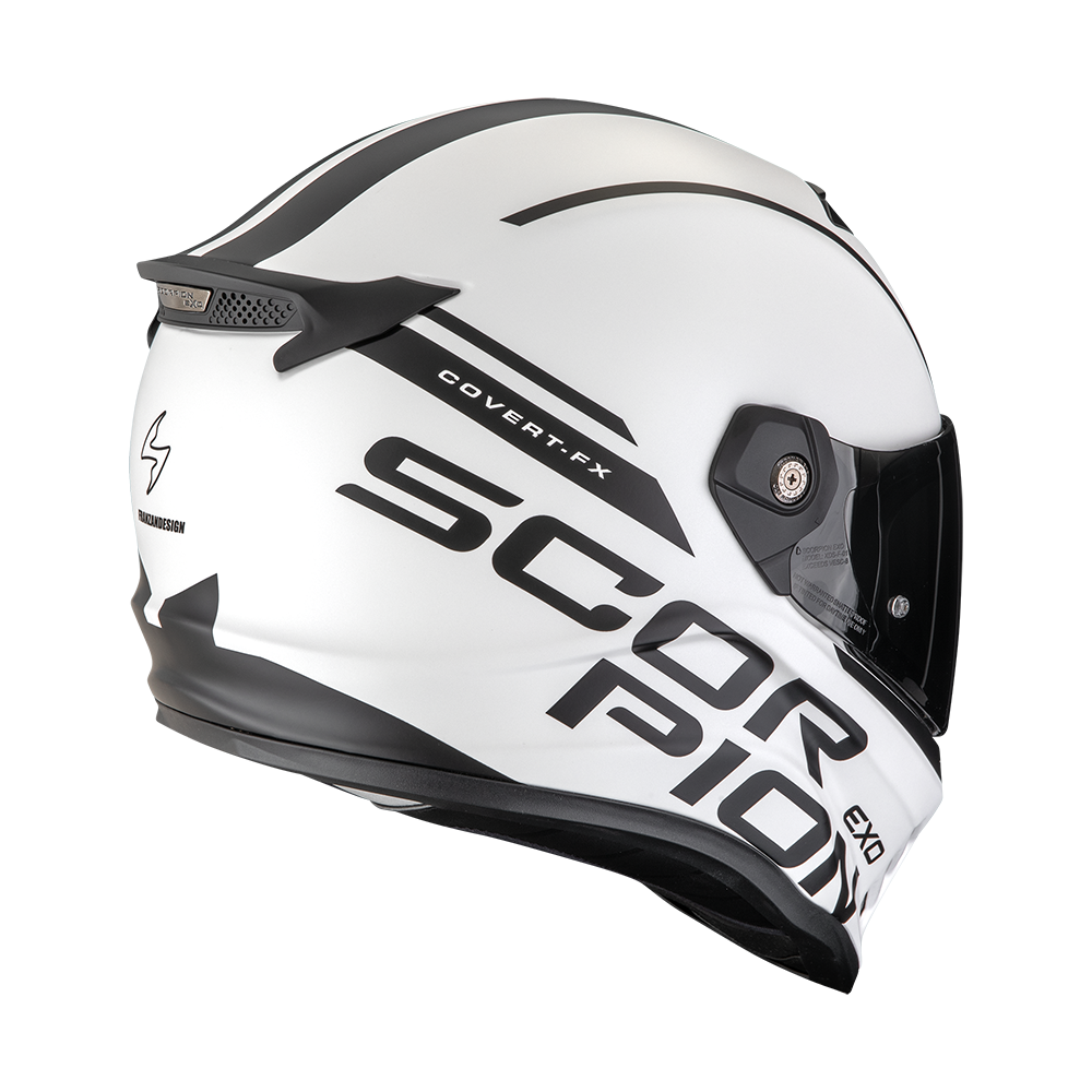Casco Moto Integrale SCORPION COVERT FX DANKO Bianco Perla Opaco Nero