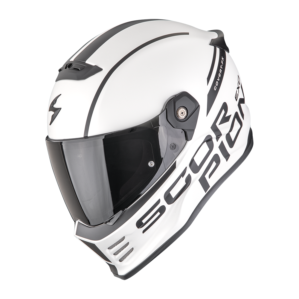 Casco Moto Integrale SCORPION COVERT FX DANKO Bianco Perla Opaco Nero