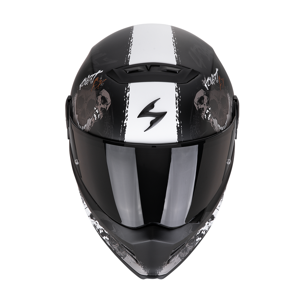 Casco Moto Integrale SCORPION COVERT FX SKULLZ Nero Opaco Grigio Oro