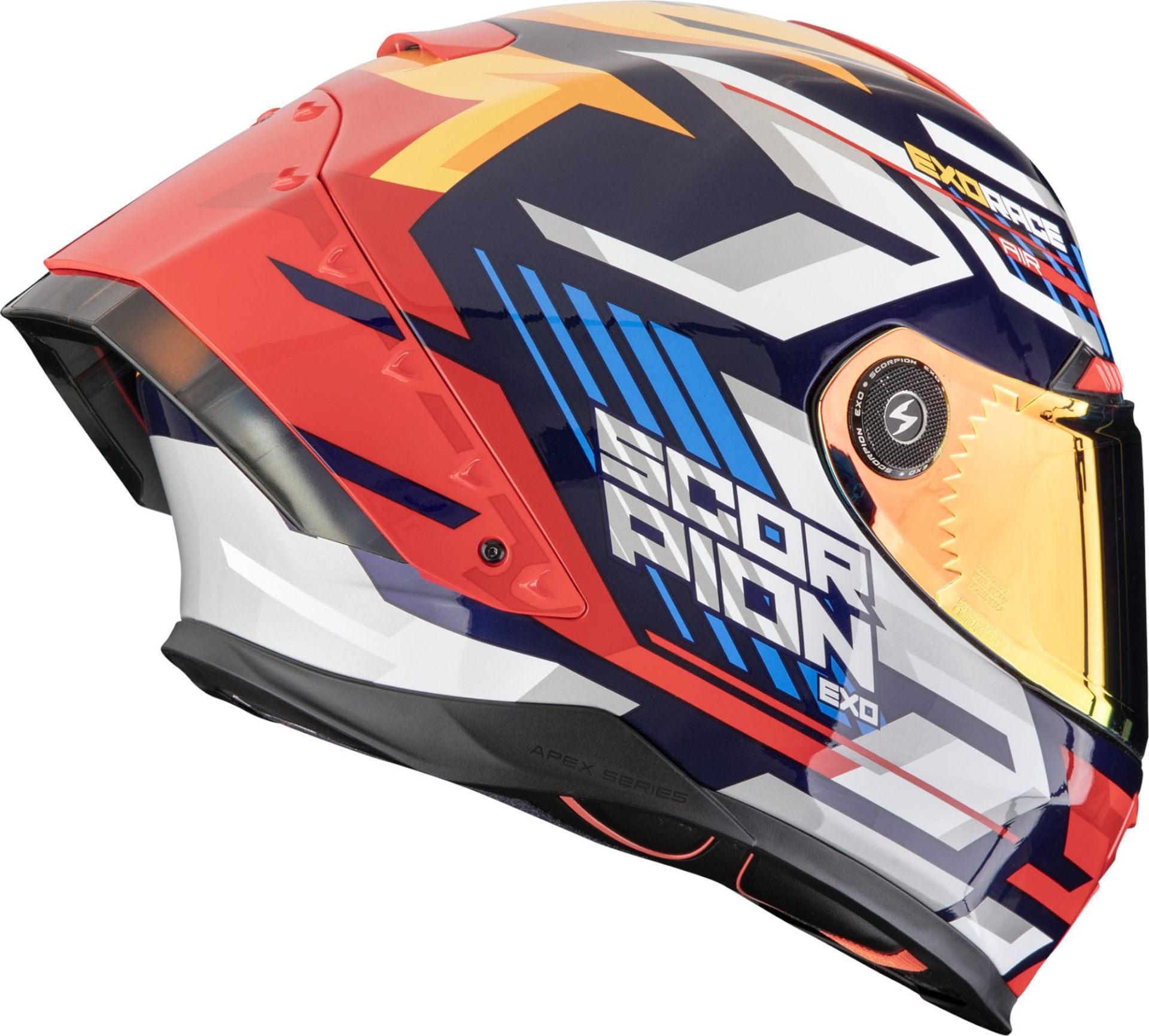 Casco Moto Integrale SCORPION EXO-RACE AIR KOBRA Blu Giallo Rosso FIM 2