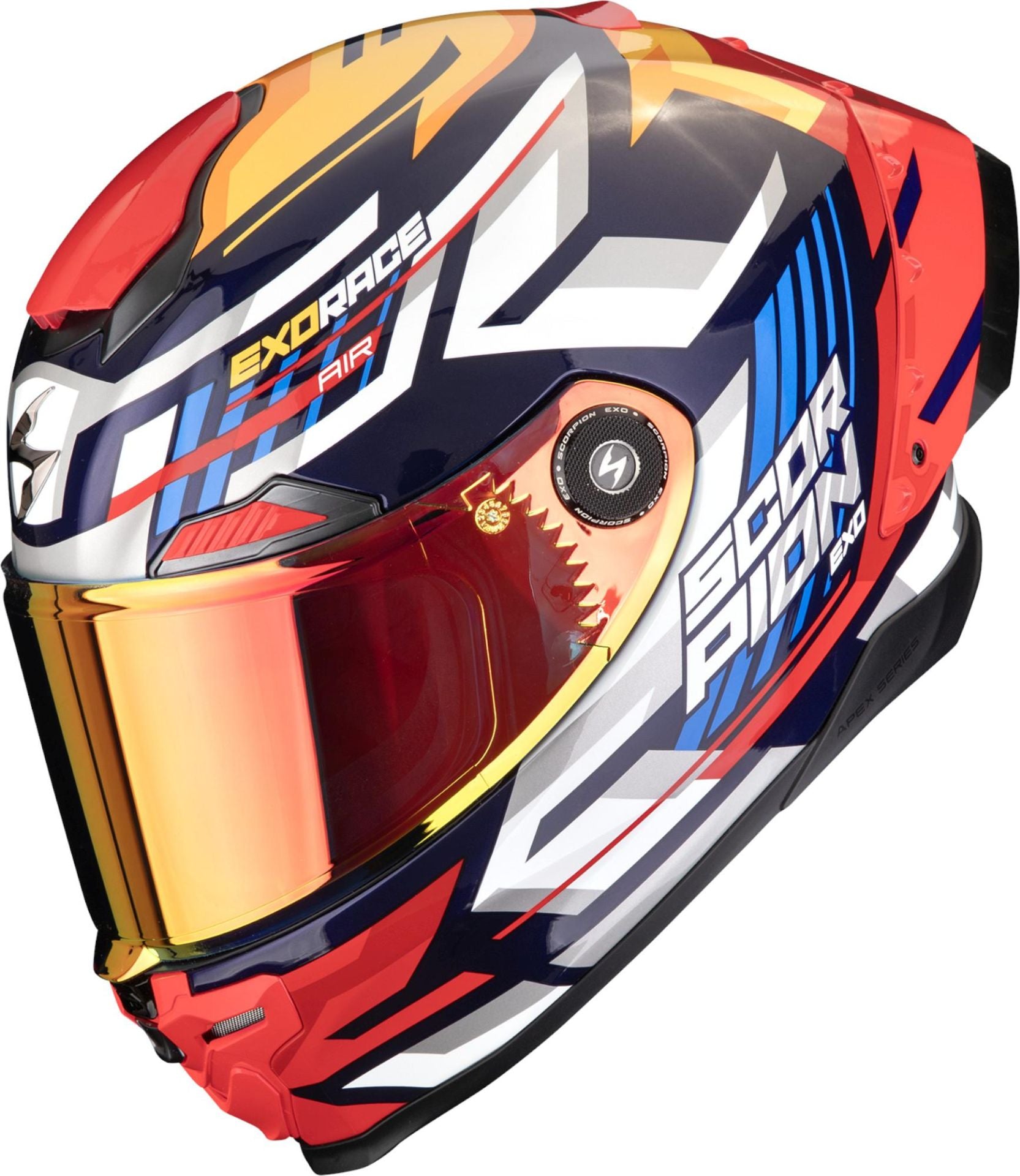 Casco Moto Integrale SCORPION EXO-RACE AIR KOBRA Blu Giallo Rosso FIM 2