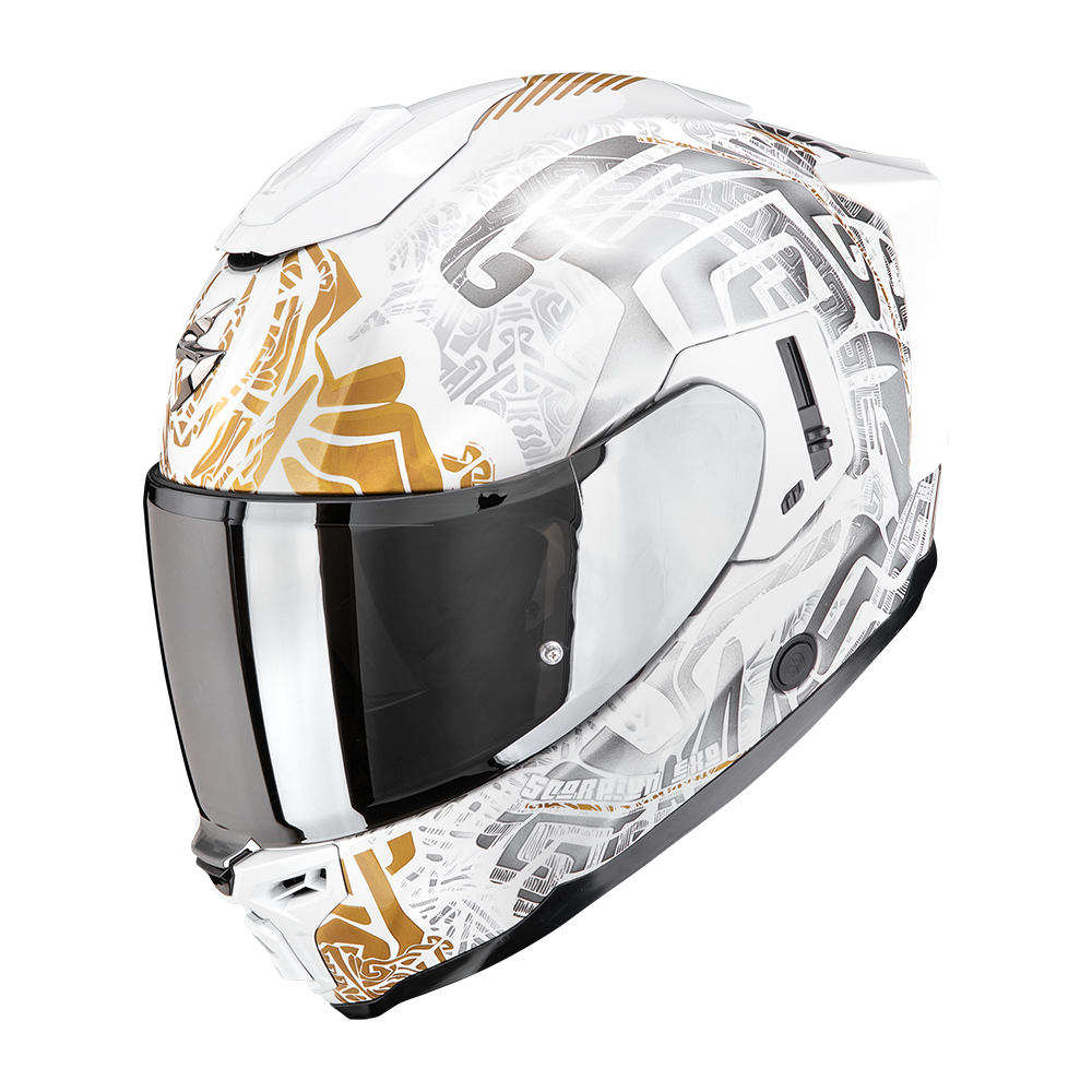 Casco Moto Integrale SCORPION EXO 1500 AIR APUS Bianco Perla Grigio Oro