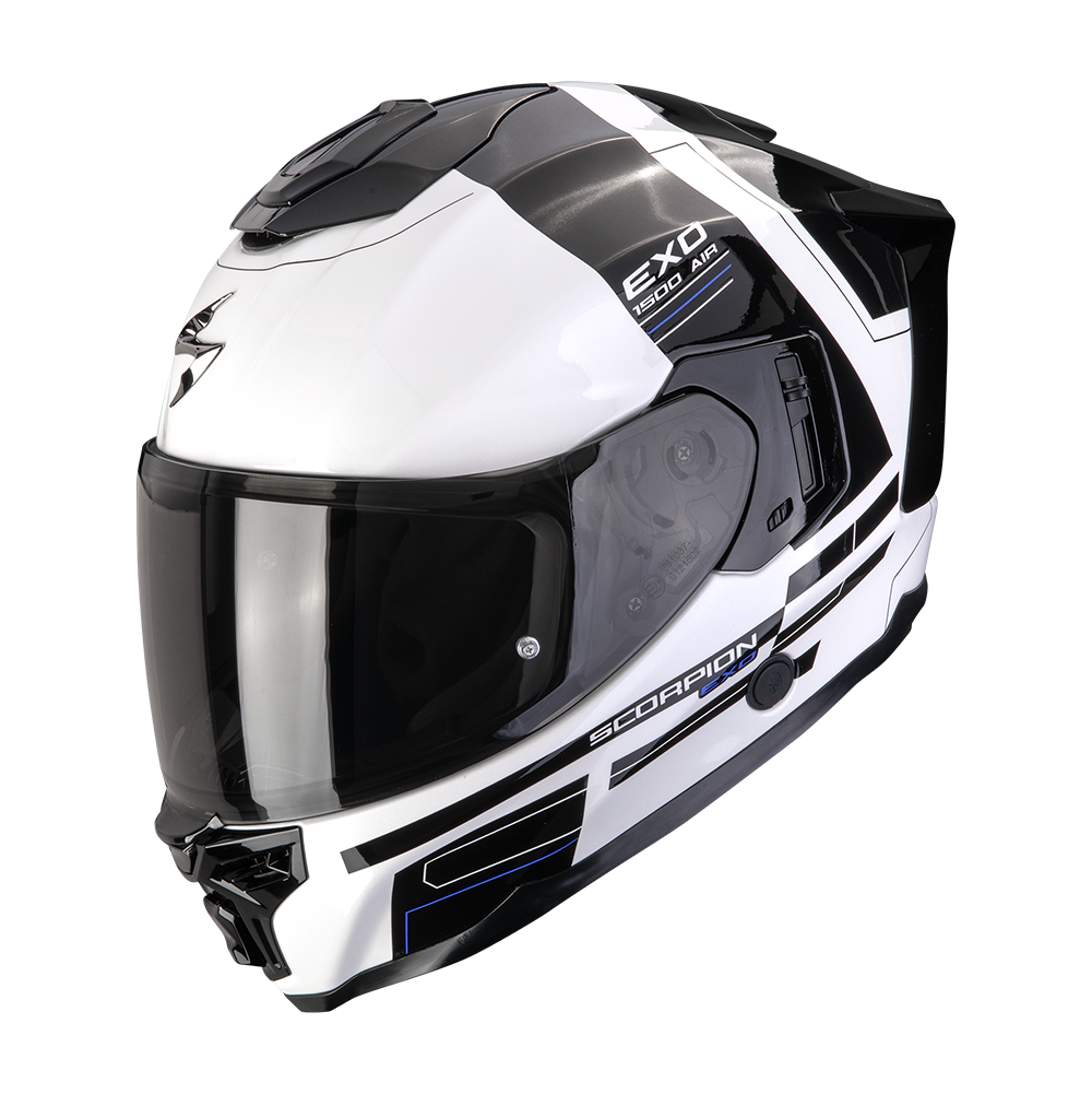 Casco Moto Integrale SCORPION EXO 1500 AIR DUAL Bianco Nero Blu