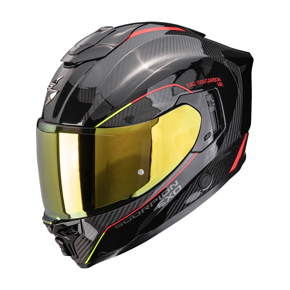 Casco Moto Integrale SCORPION EXO 1500 CARBON AIR MUNDI Nero Rosso Giallo