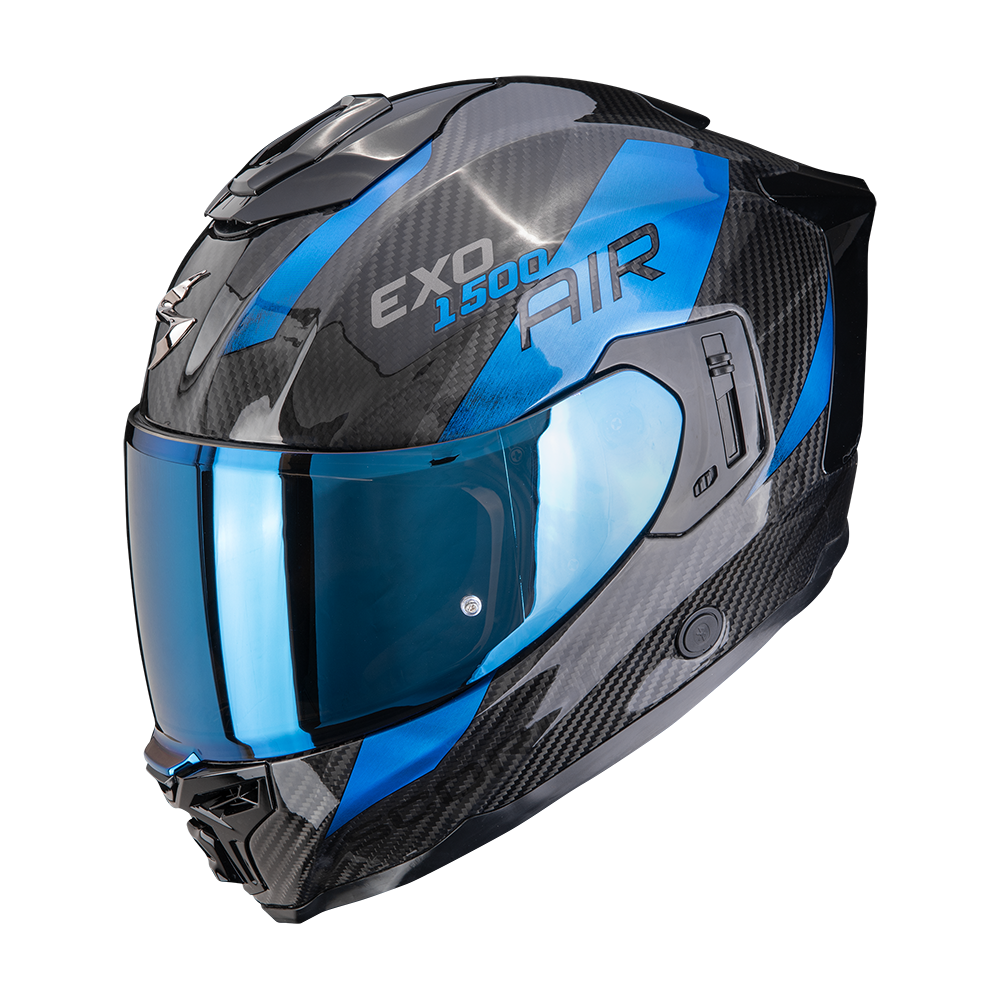 Casco Moto Integrale SCORPION EXO 1500 CARBON AIR PLATTED Nero Blu
