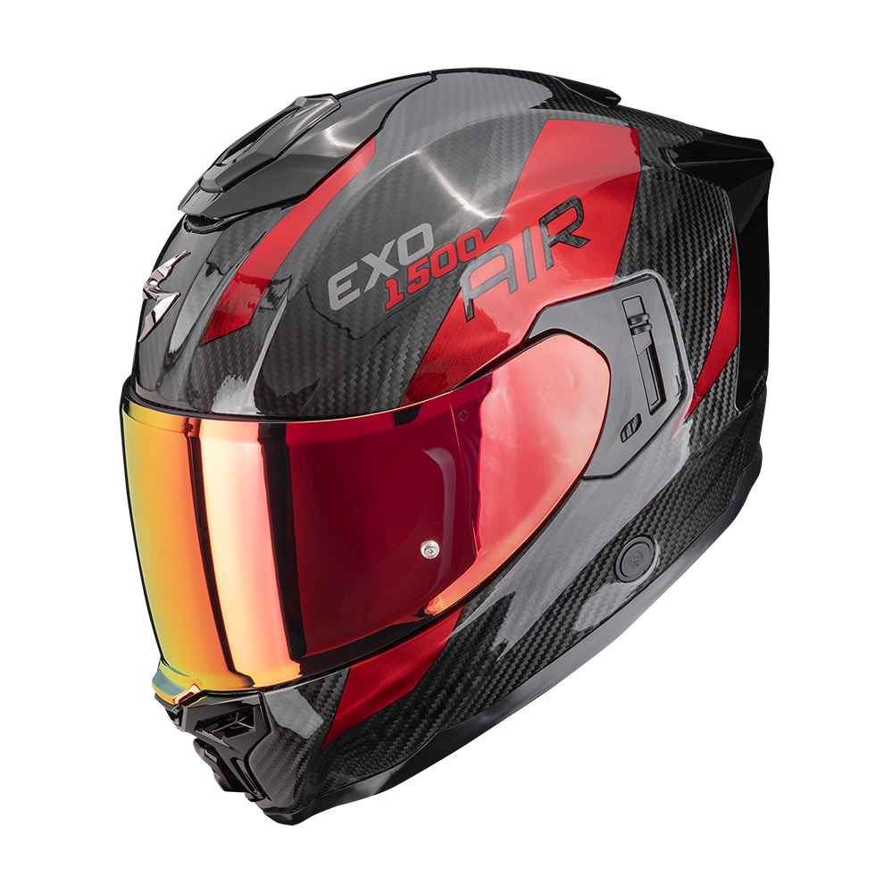 Casco Moto Integrale SCORPION EXO 1500 CARBON AIR PLATTED Nero Rosso