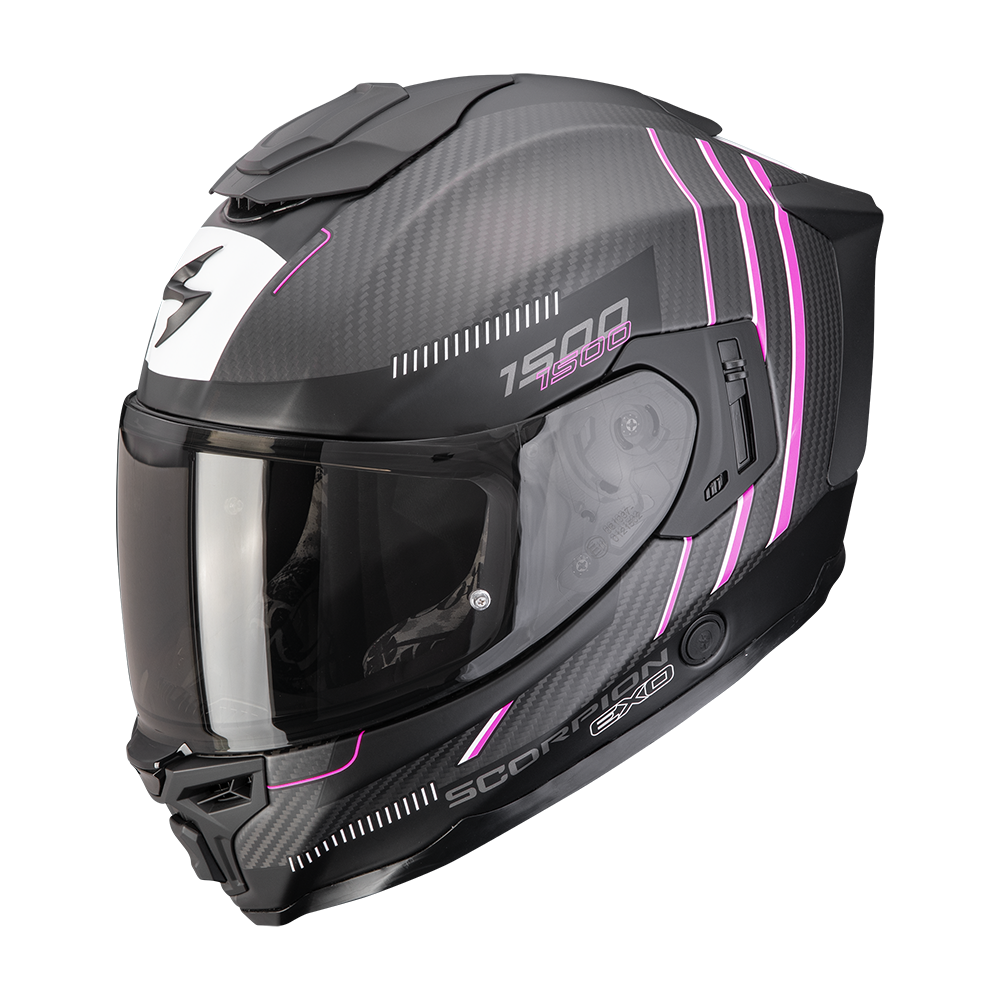 Casco Moto Integrale SCORPION EXO 1500 CARBON AIR ZITY Nero Opaco Rosa
