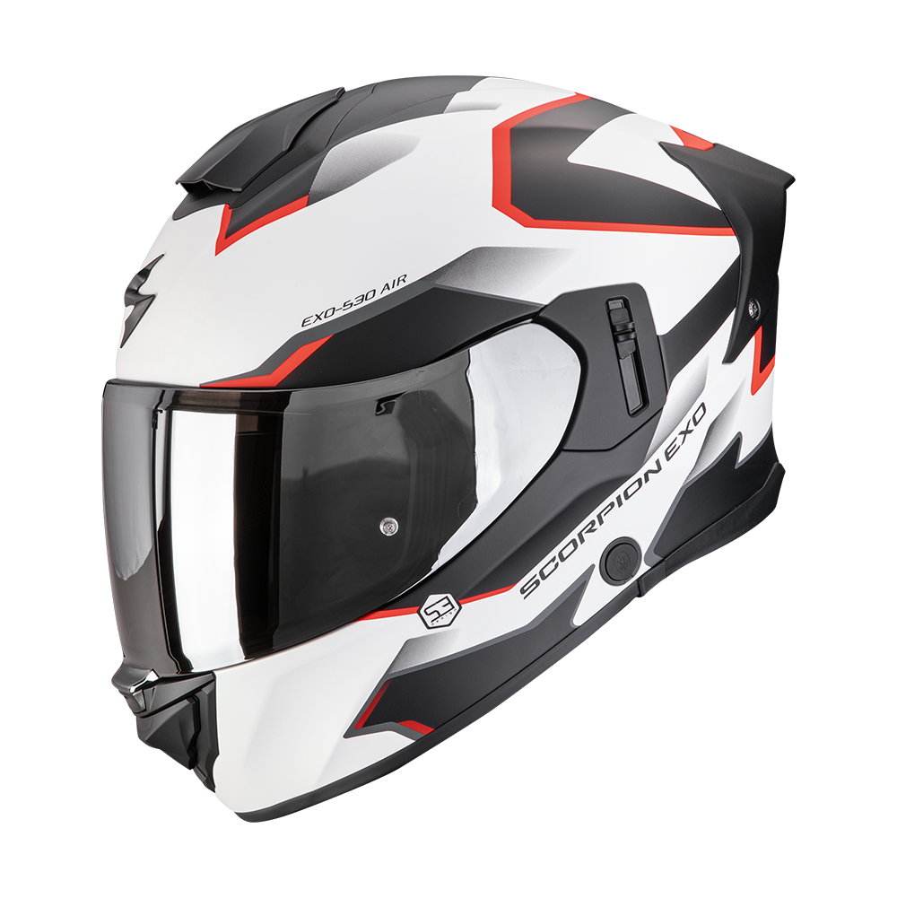 Casco Moto Integrale SCORPION EXO 530 AIR CLIP Bianco Opaco Nero Rosso