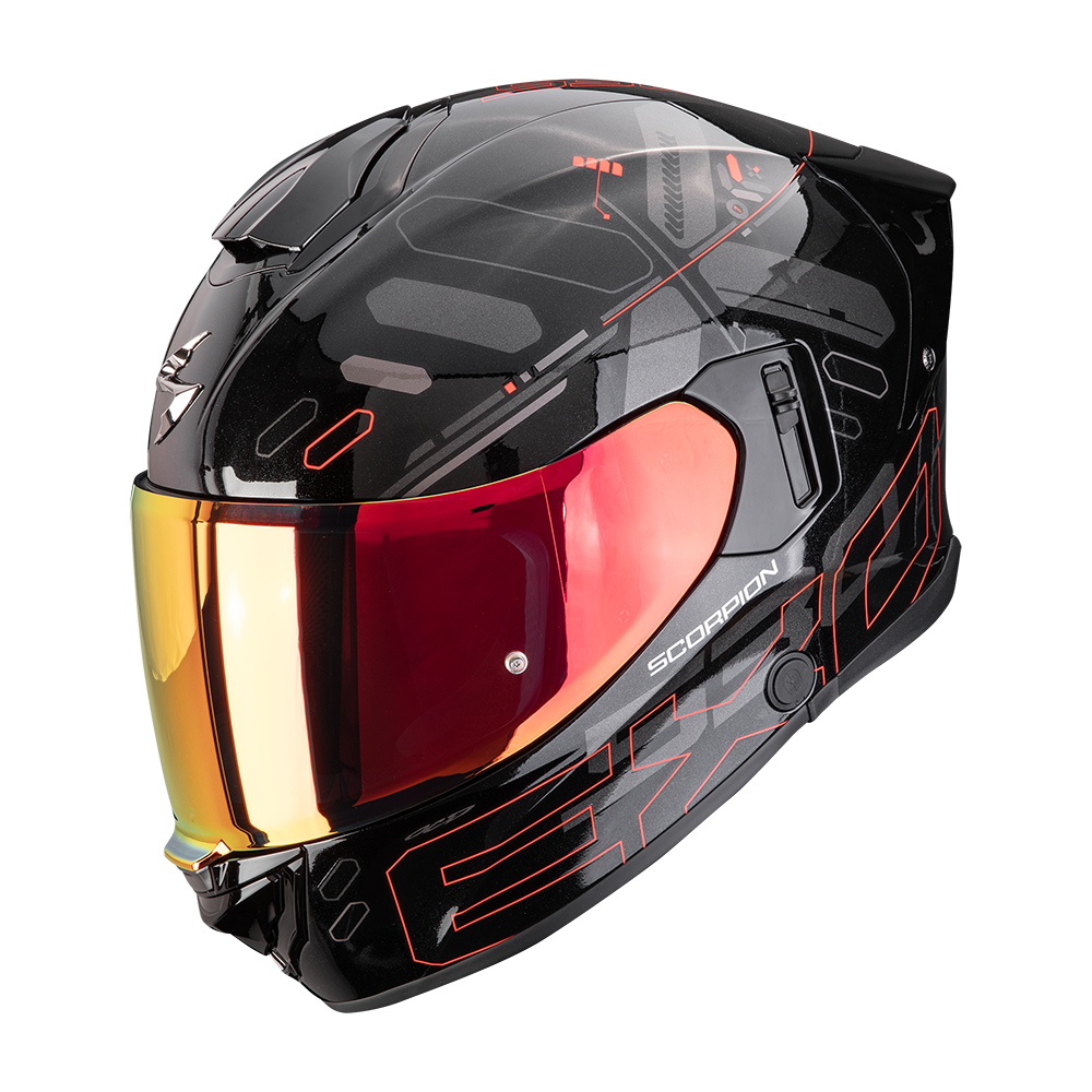 Casco Moto Integrale SCORPION EXO 530 AIR FOND Nero Metallizzato Rosso
