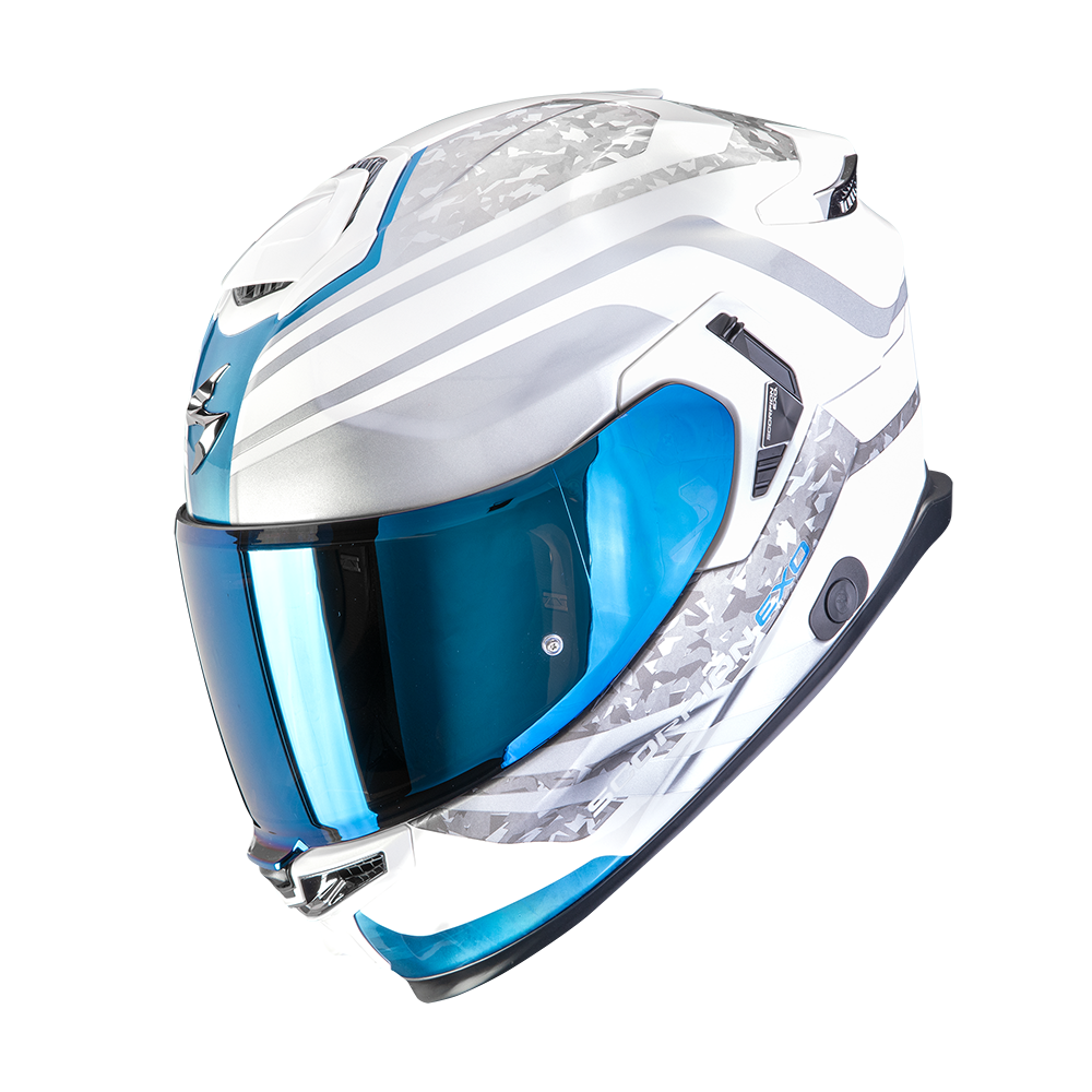 Casco Moto Integrale SCORPION EXO GT SP AIR ARTEN Bianco Blu