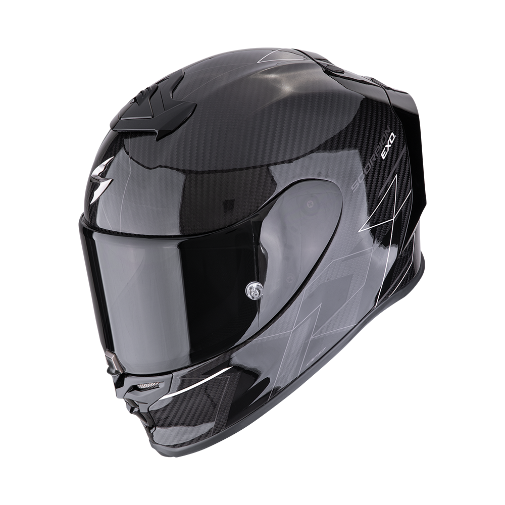 Casco Moto Integrale SCORPION EXO R1 EVO CARBON AIR CYNERGY Nero Bianco