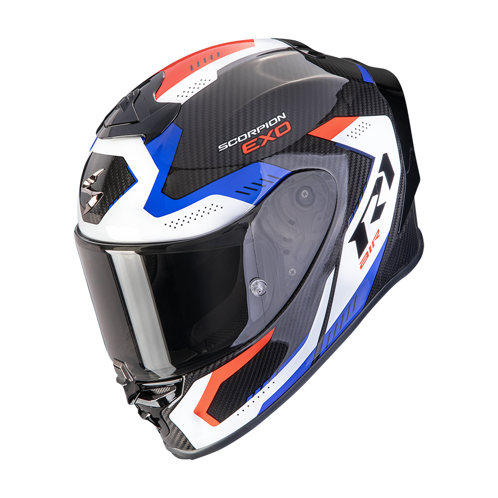 Casco Moto Integrale SCORPION EXO R1 EVO CARBON AIR PROPEL Nero Bianco Rosso