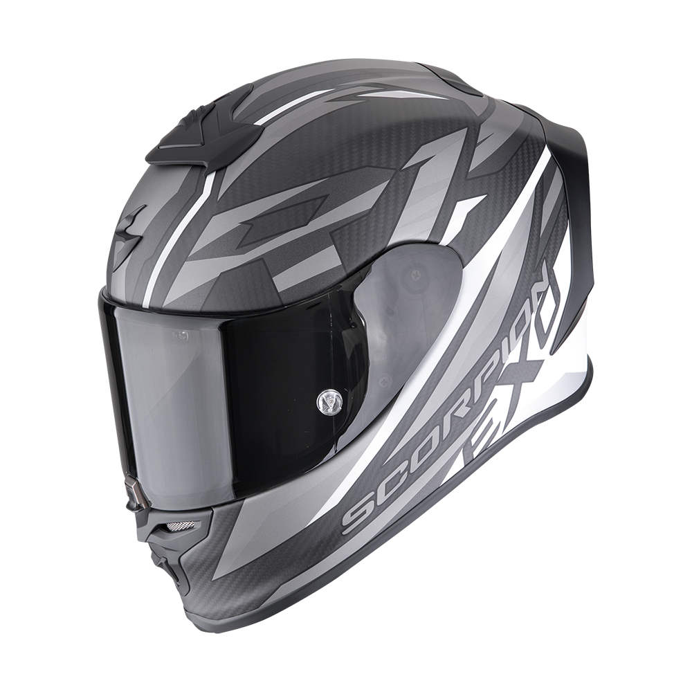 Casco Moto Integrale SCORPION EXO R1 EVO CARBON AIR RUNNER Nero Opaco Bianco