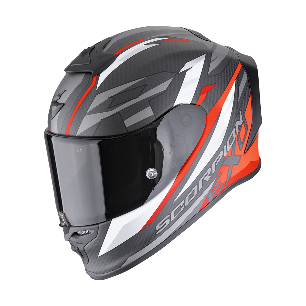 Casco Moto Integrale SCORPION EXO R1 EVO CARBON AIR RUNNER Nero Opaco Rosso