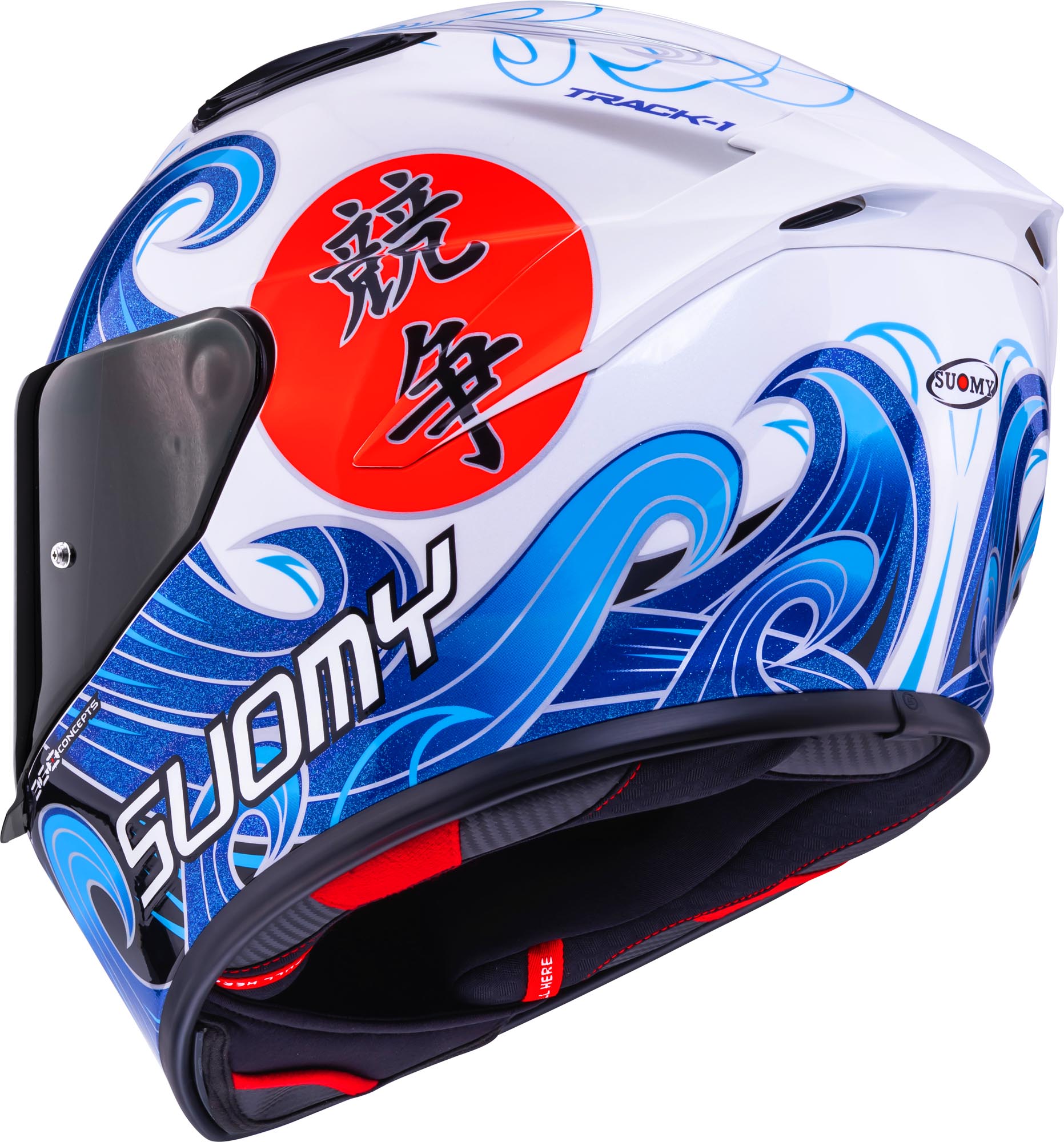 Casco Moto Integrale SUOMY TRACK-1 WAVES WHITE Lucido