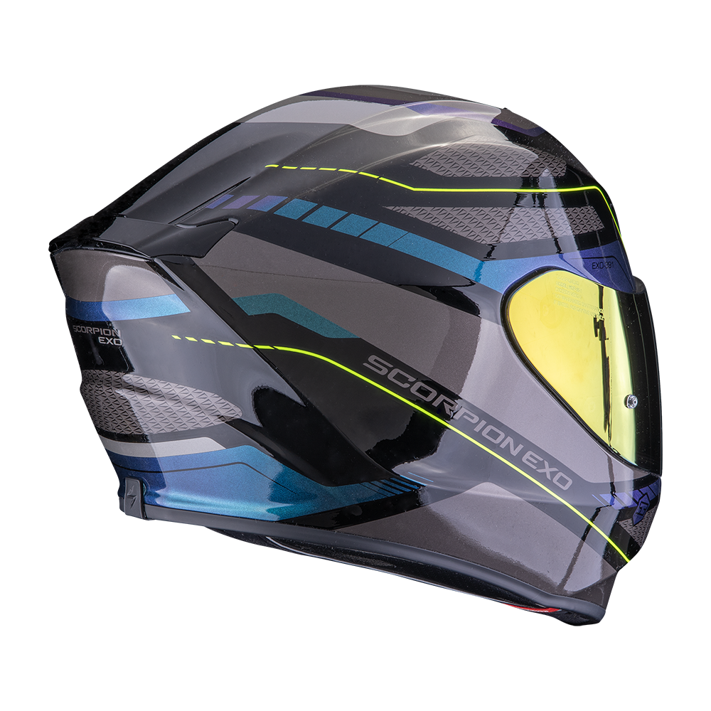 Casco Moto Integrale Scorpion EXO 391 LEO Nero Blu Lucido
