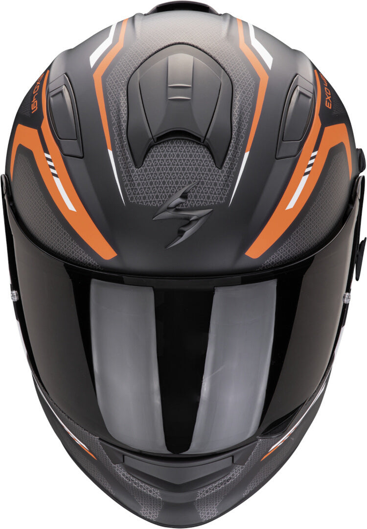 Casco Moto Integrale Scorpion EXO 491 KRIPTA Nero Arancio Bianco