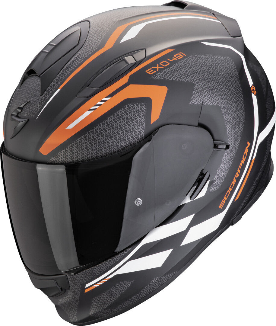 Casco Moto Integrale Scorpion EXO 491 KRIPTA Nero Arancio Bianco