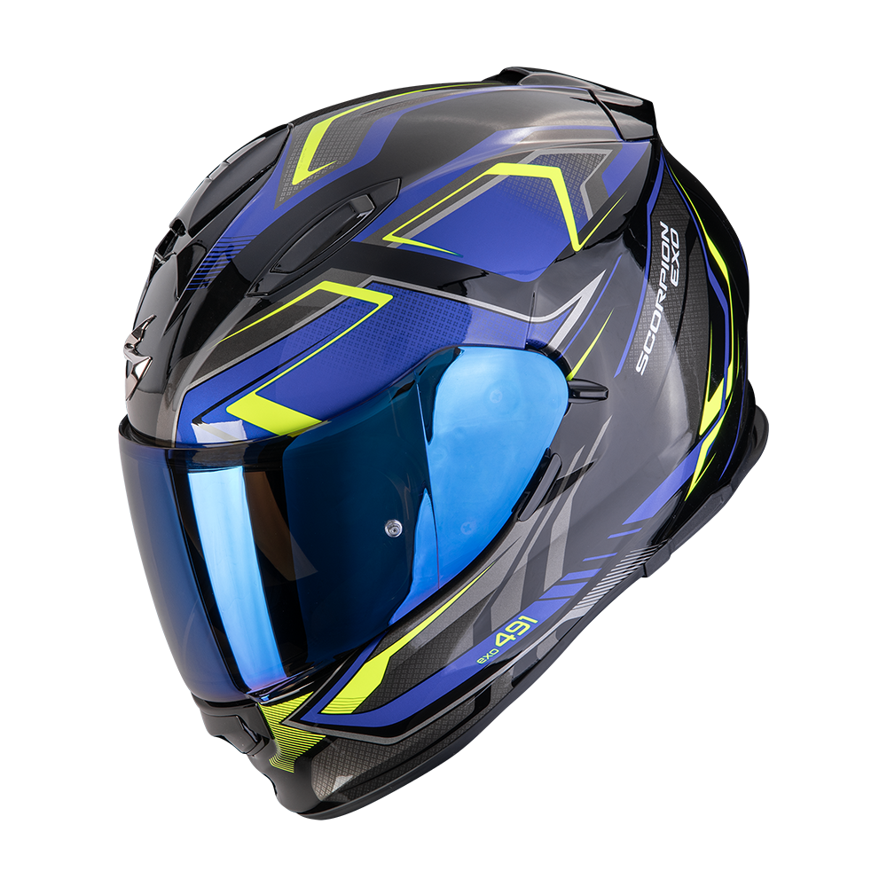 Casco Moto Integrale Scorpion EXO 491 ZUMO Nero Blu Giallo Neon