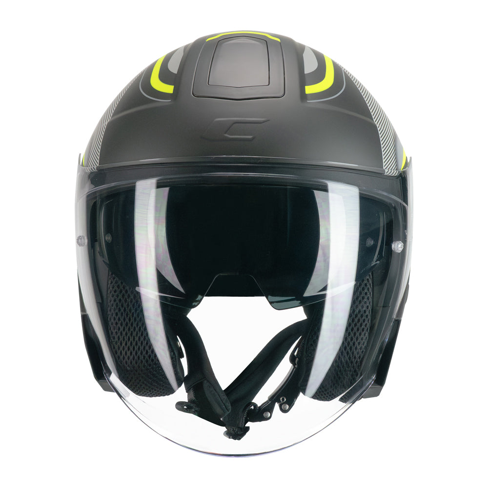Casco Moto Jet CGM 136G RNA SPORT Grigio Giallo Fluo Opaco