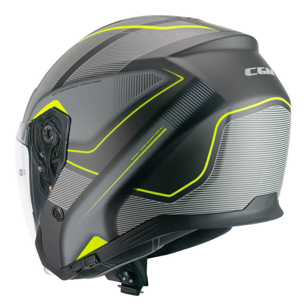 Casco Moto Jet CGM 136G RNA SPORT Grigio Giallo Fluo Opaco