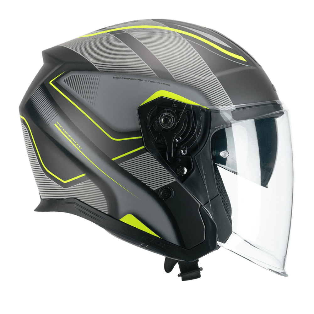 Casco Moto Jet CGM 136G RNA SPORT Grigio Giallo Fluo Opaco