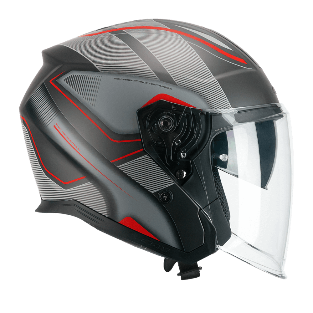 Casco Moto Jet CGM 136G RNA SPORT Grigio Rosso Opaco