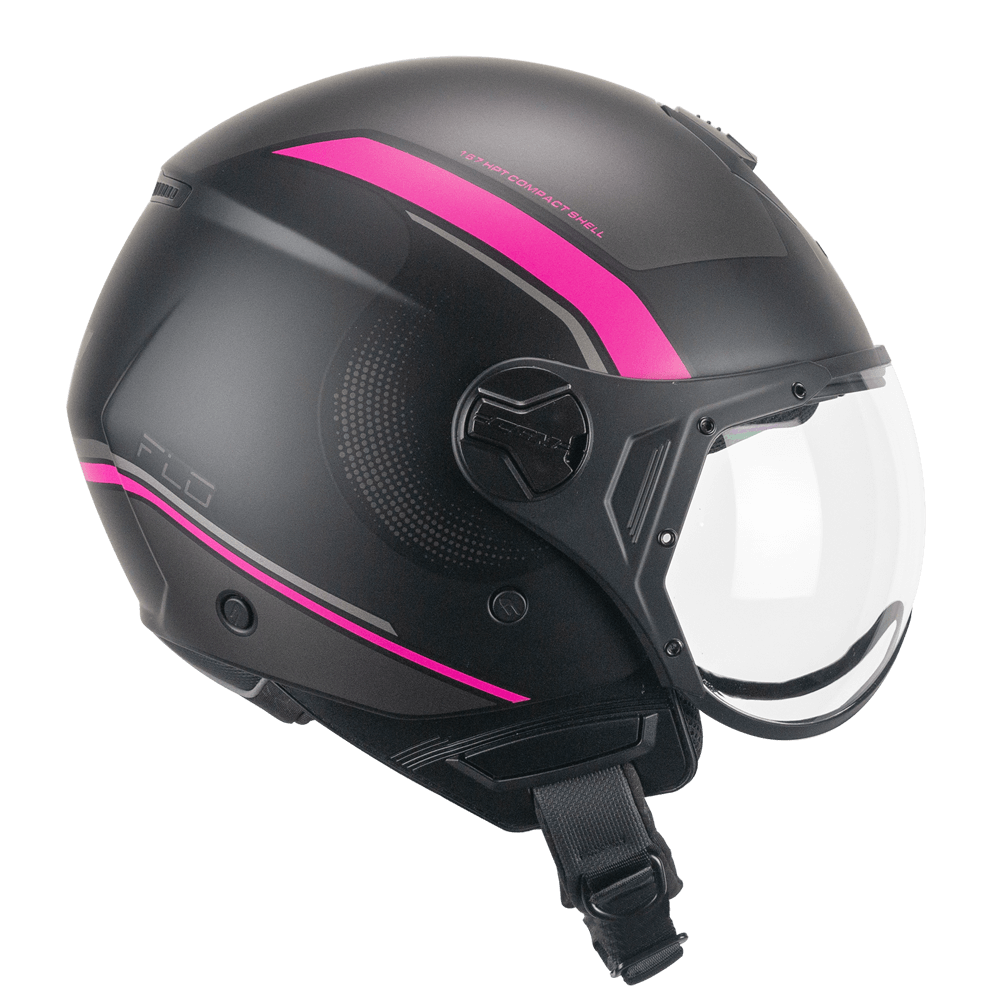 Casco Moto Jet CGM 167M FLO DOT Nero Fucsia Fluo Opaco Visiera Sagomata