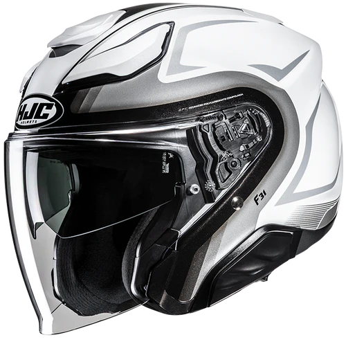 Casco Moto Jet HJC F31 BASK MC10 Bianco Argento Lucido 