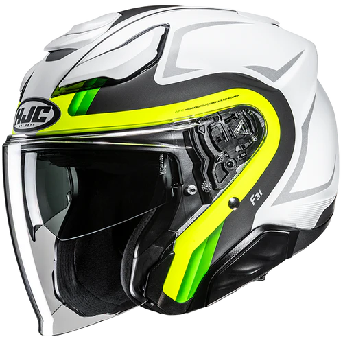 Casco Moto Jet HJC F31 BASK MC3HSF Bianco Giallo Fluo Opaco