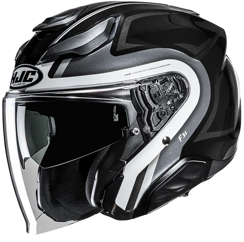 Casco Moto Jet HJC F31 BASK MC5 Nero Argento Bianco Lucido