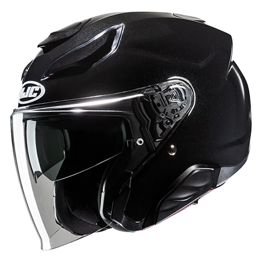 Casco Moto Jet HJC F31 SOLDI METAL BLACK Nero Lucido